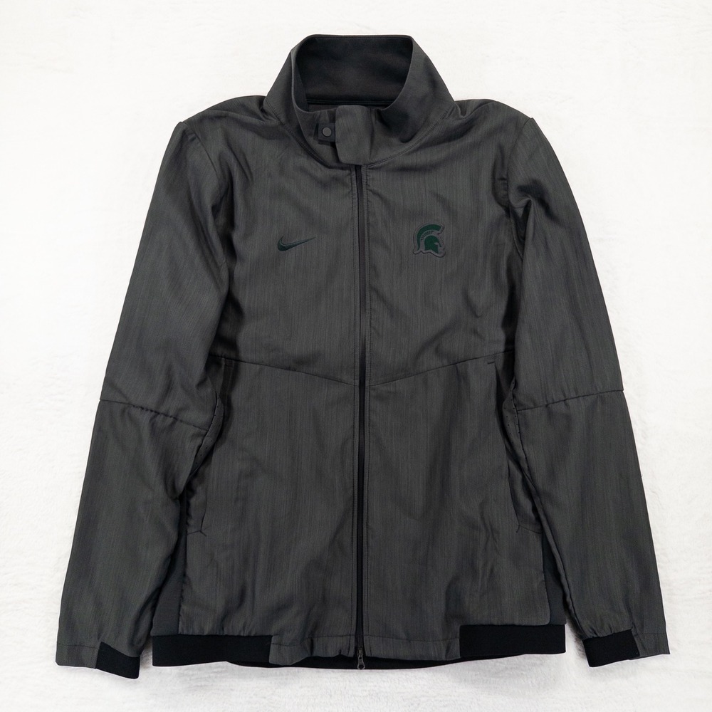 Nike Mens Jacket Sz M Gray Michigan State MSU Spartan Brass Full Zip Band